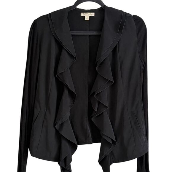 Vtg Y2k Ruffled Cardigan Jacket women Sz S Witchy Whimsigoth Goth Dark Romantic - Picture 1 of 12